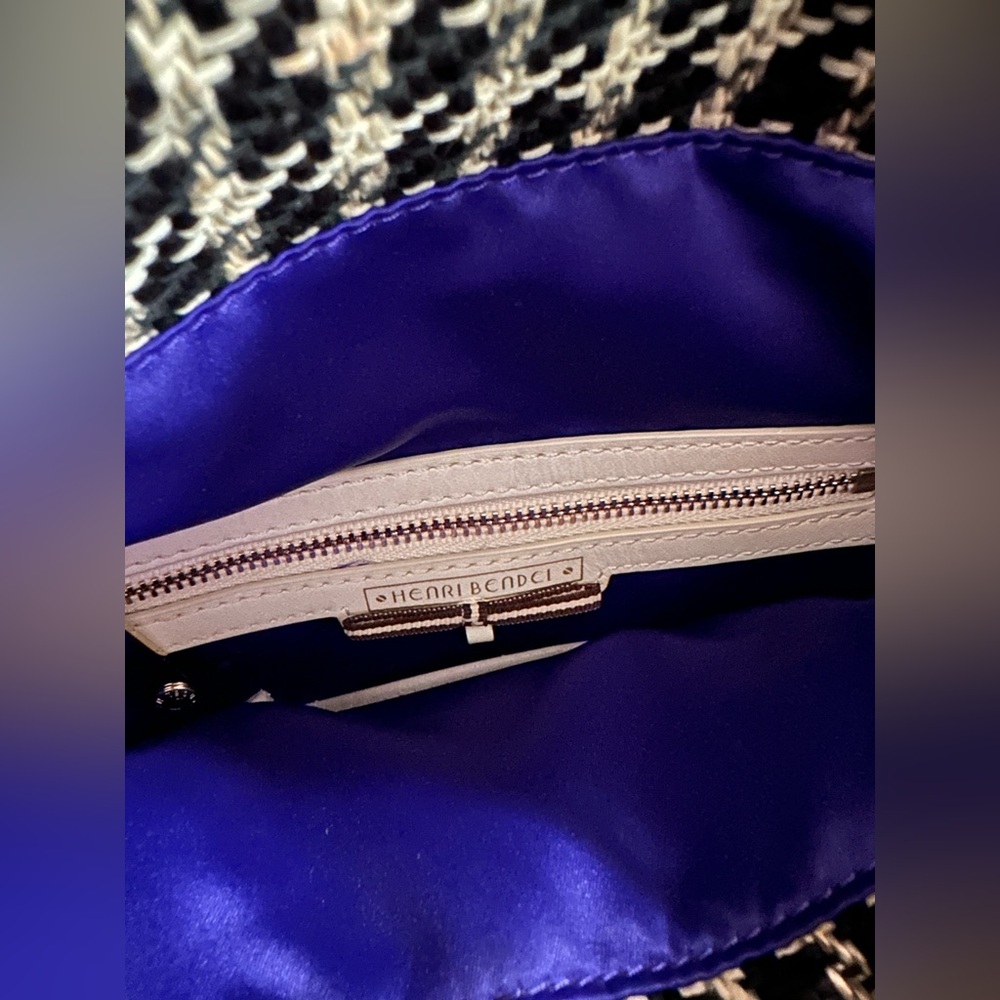 Beautiful 2018 Henri Bendel Houndstooth Jetsetter Convertible Tweed Backpack EUC - Picture 8 of 10